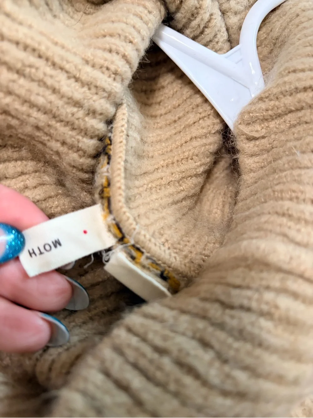 Anthropologie Beige Turtleneck Sweater with Black & Mustard Spots